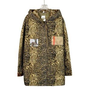 Burberry Animal Print Hooded Coat With Deer Patch